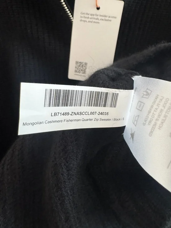Quince NWT Cashmere Fisherman Quarter-Zip Sweater - Black (Size S) - Picture 5 of 7